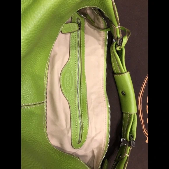 Tod’s Lime Green Leather Hobo Style Bag